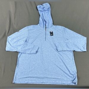 johnnie-O Golf Hoodie Pullover Wesley 1/4 Zip Medium Malibu Blue Polyester